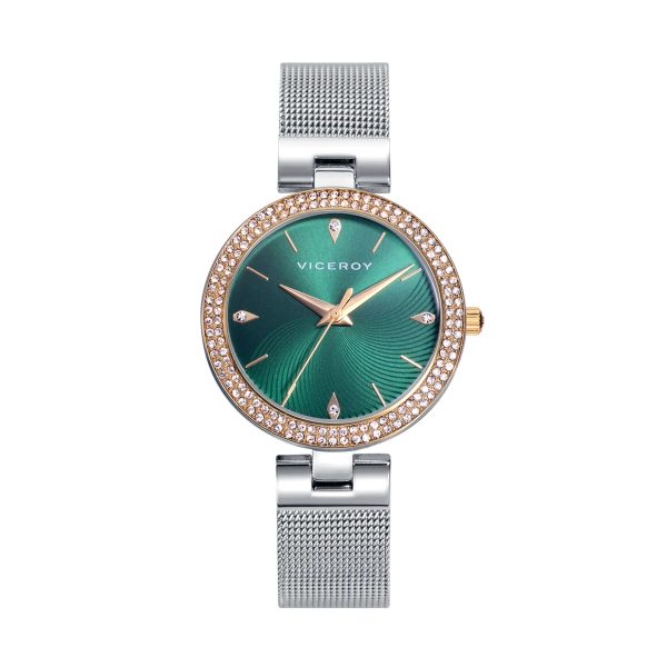 VICEROY reloj verde esmeralda para mujer, Viceroy Colección Chic y malla Milanesa